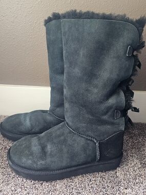 UGG Bailey Bow Tall Suede Boots Black Size 9